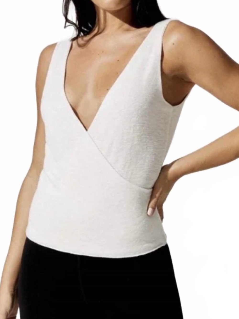 LNA Sleeveless V-Neck Wrap Tank Top - White SZ XS